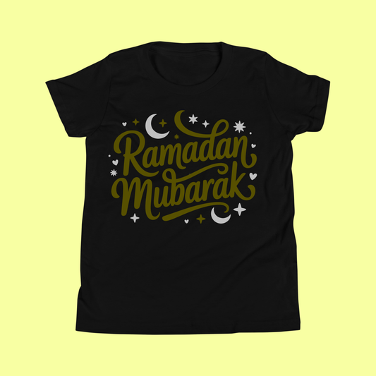 Kids Ramadan Mubarak with Text T-Shirt – Cute Islamic Tee for Boys & Girls SavigStyle