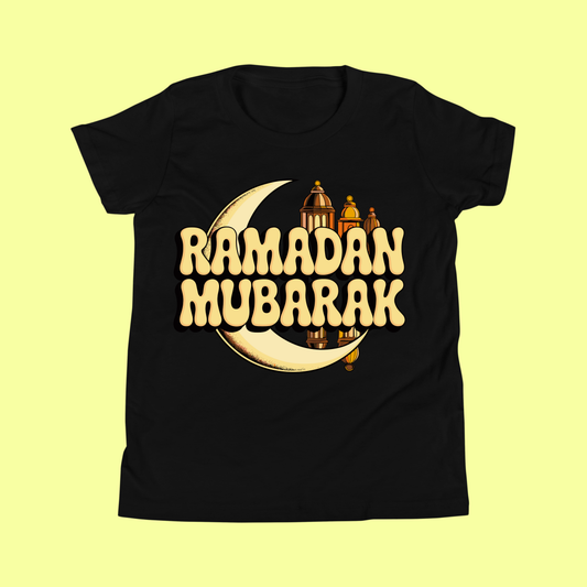 Kids Ramadan Mubarak with Moon T-Shirt – Cute Islamic Eid Tee for Boys & Girls SavigStyle