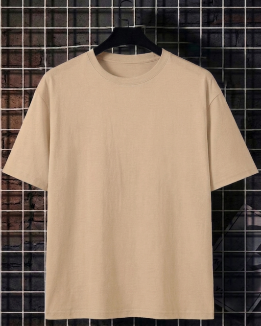 Women Soft Pure Cotton Round Neck Half Sleeve Tshirt - Beige SavigStyle