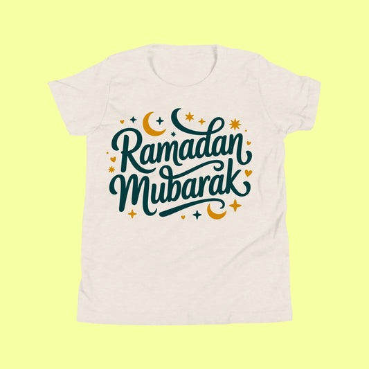 Kids Ramadan Mubarak with Text T-Shirt – Cute Islamic Tee for Boys & Girls SavigStyle
