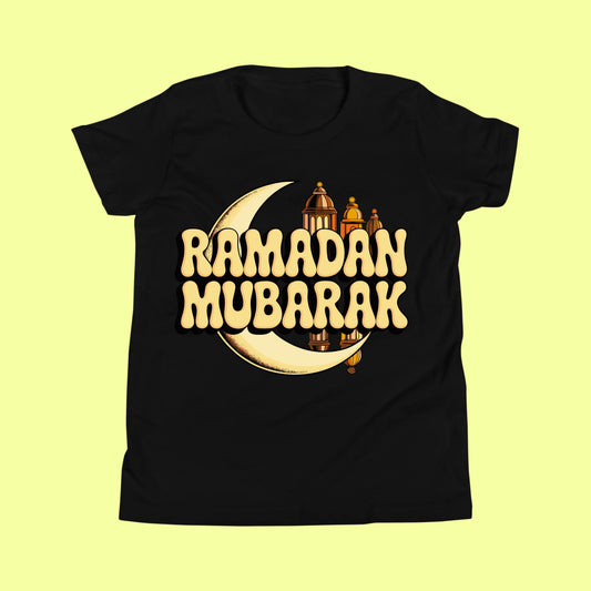Kids Ramadan Mubarak with Moon T-Shirt – Cute Islamic Eid Tee for Boys & Girls SavigStyle