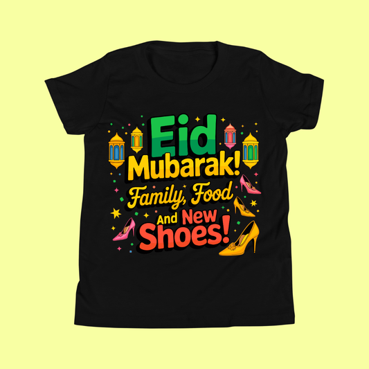 Kids Eid Mubarak Family Food & New Shoes T-Shirt for Boys & Girls SavigStyle