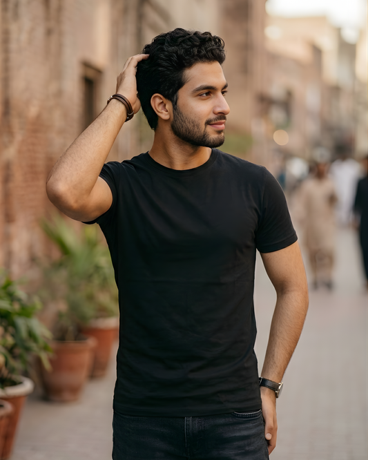 100% cotton round neck t shirt men