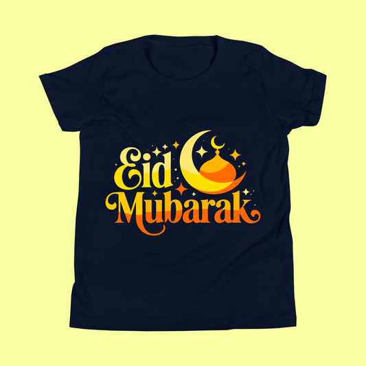 Eid Mubarak Kids Shirt – Cute Crescent Moon & Mosque T-Shirt for Boys and Girls SavigStyle