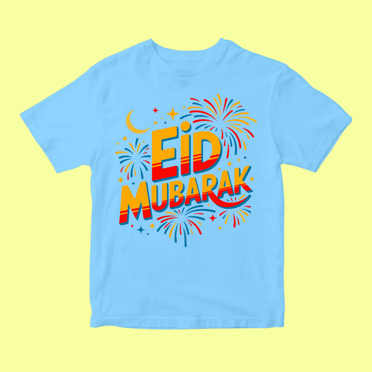 Eid Mubarak Shirt | Fire Works Kid Tee SavigStyle