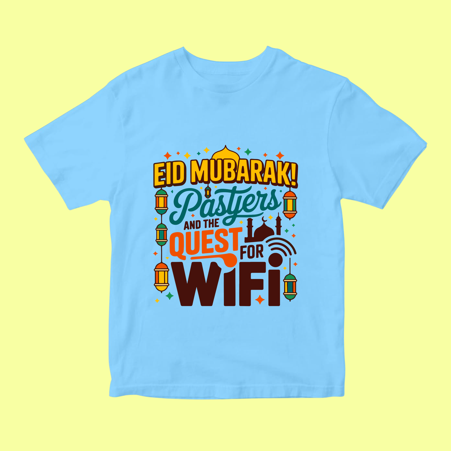 Eid Mubarak: Prayers & WiFi Quest T-Shirt SavigStyle