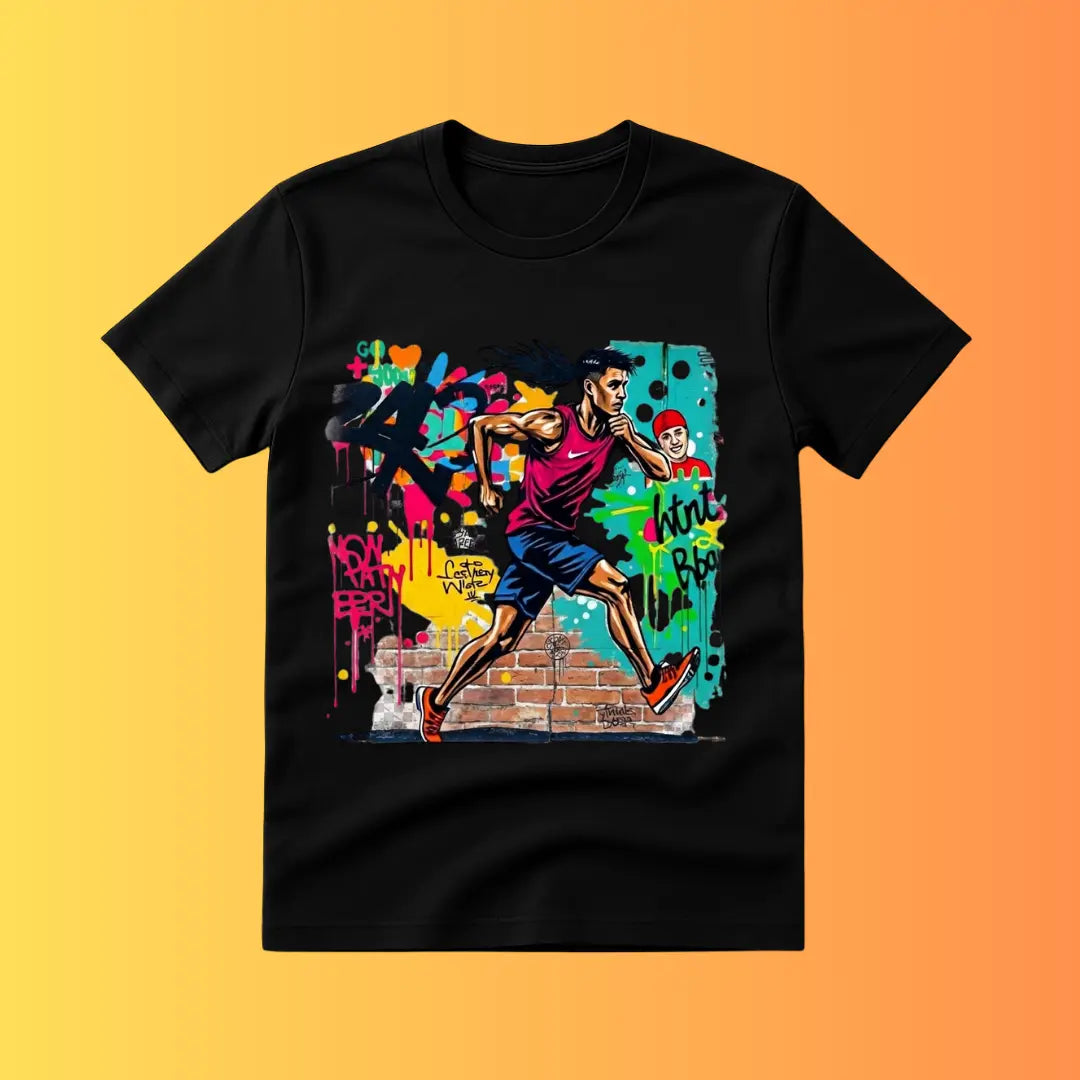 Urban Runner Graphic T-Shirt – Unisex 100% Pure Cotton Street Art Tee badartees